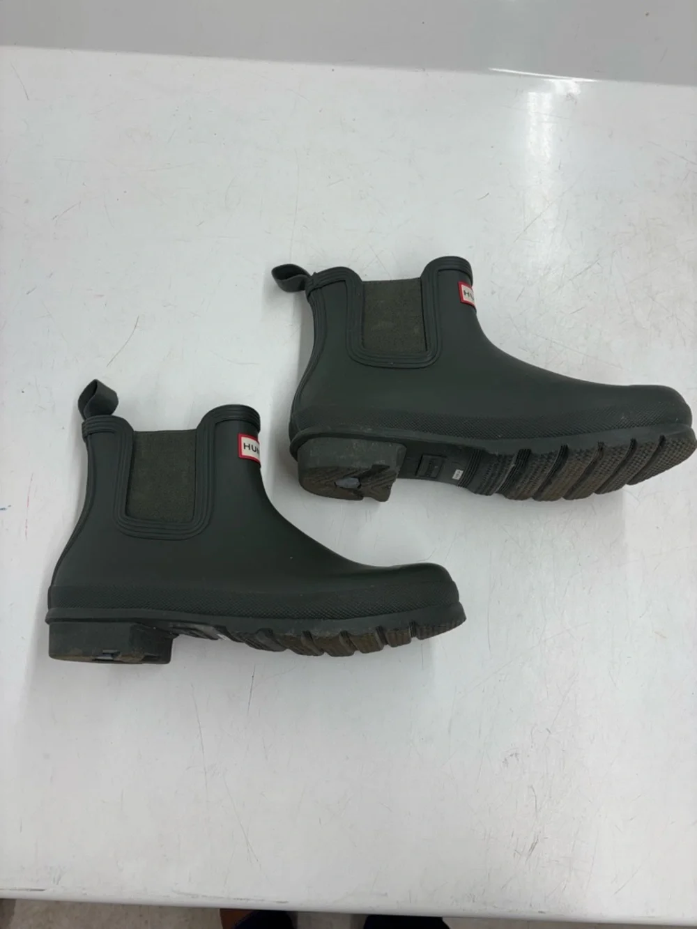 Hunter Short Chelsea Rain Boots in Olive Green - Picture 2 of 5